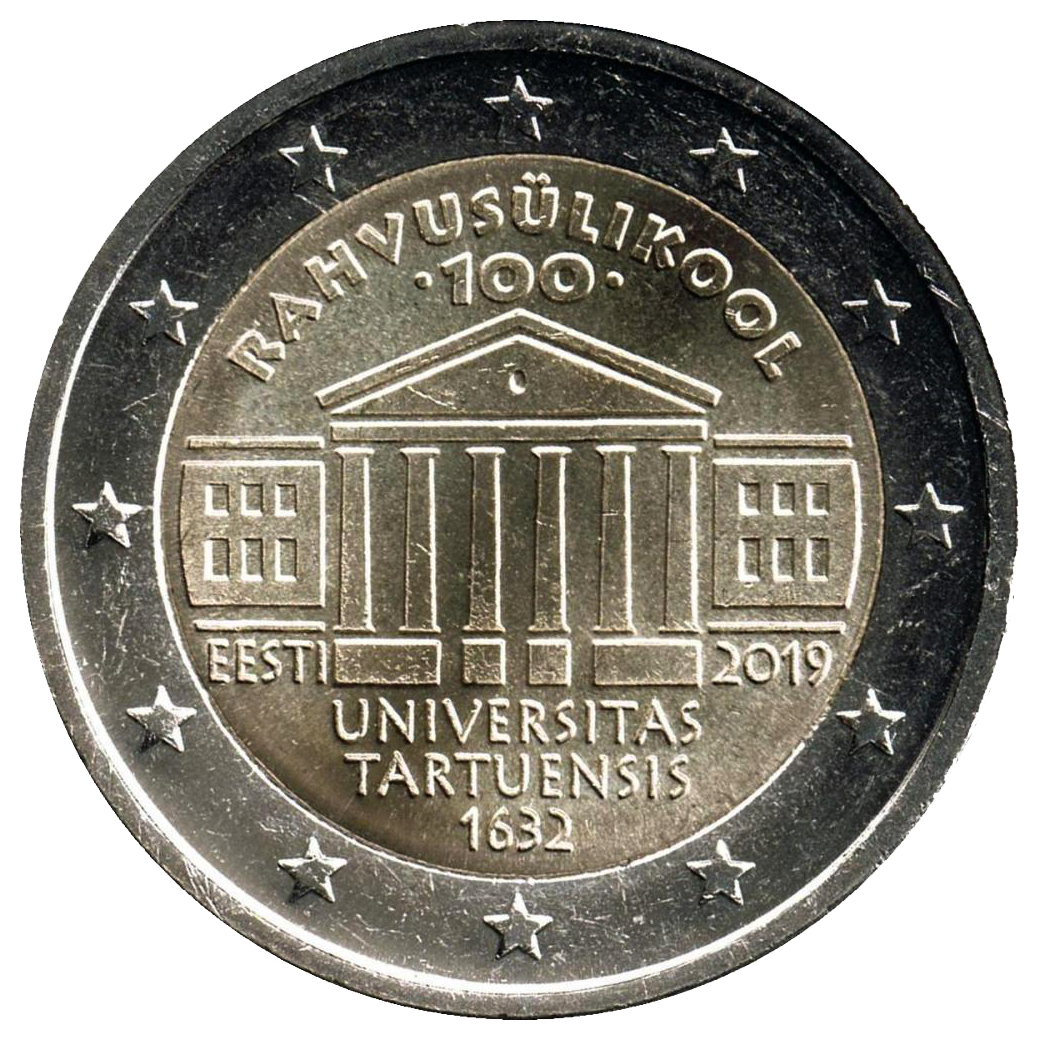 2 euros conmemorativa Centenario de la fundación de la Universidad de Tartu como Universidad Nacional de Estonia